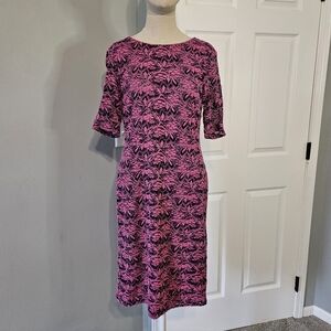 Leslie Fay Pink and Navy Midi Dress